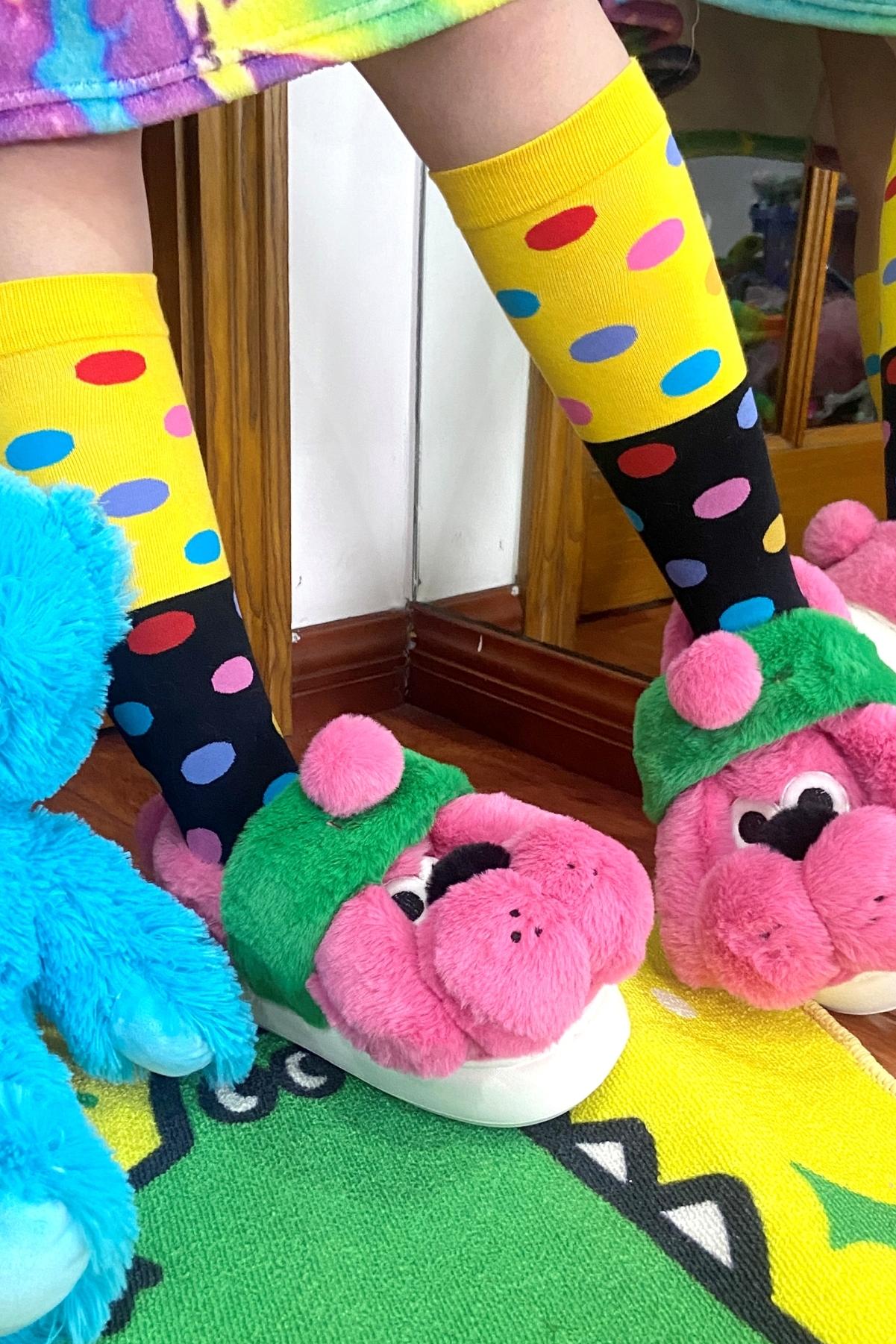 Color-Block Polka Dot Socks