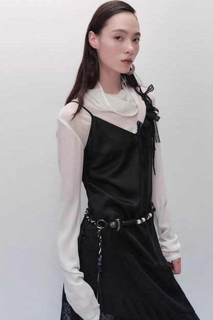 Dark Silk Butterfly Wings Slip Dress