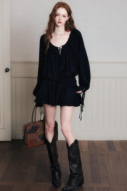 Black Chiffon Satin Dress