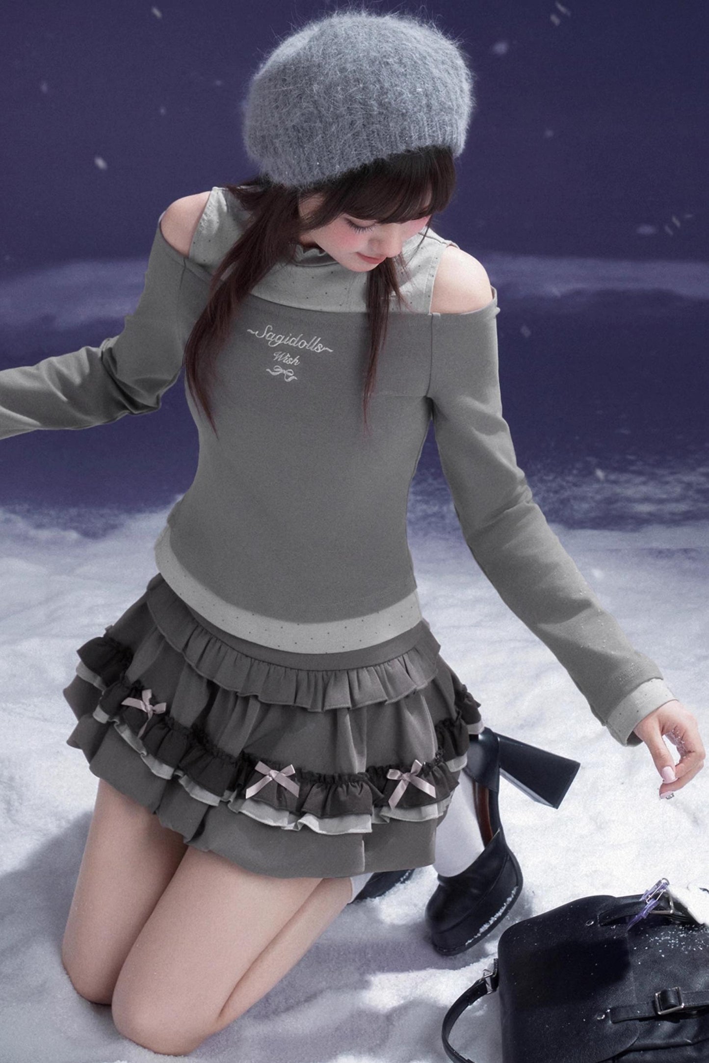 Energetic Two-Tone Off-Shoulder Top