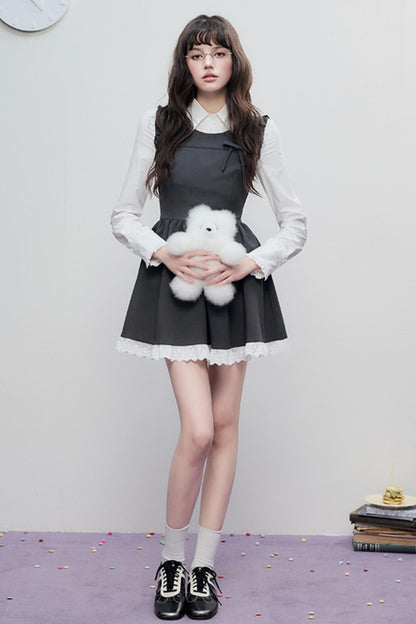 Spring Lace Bow Waist Tank Dress