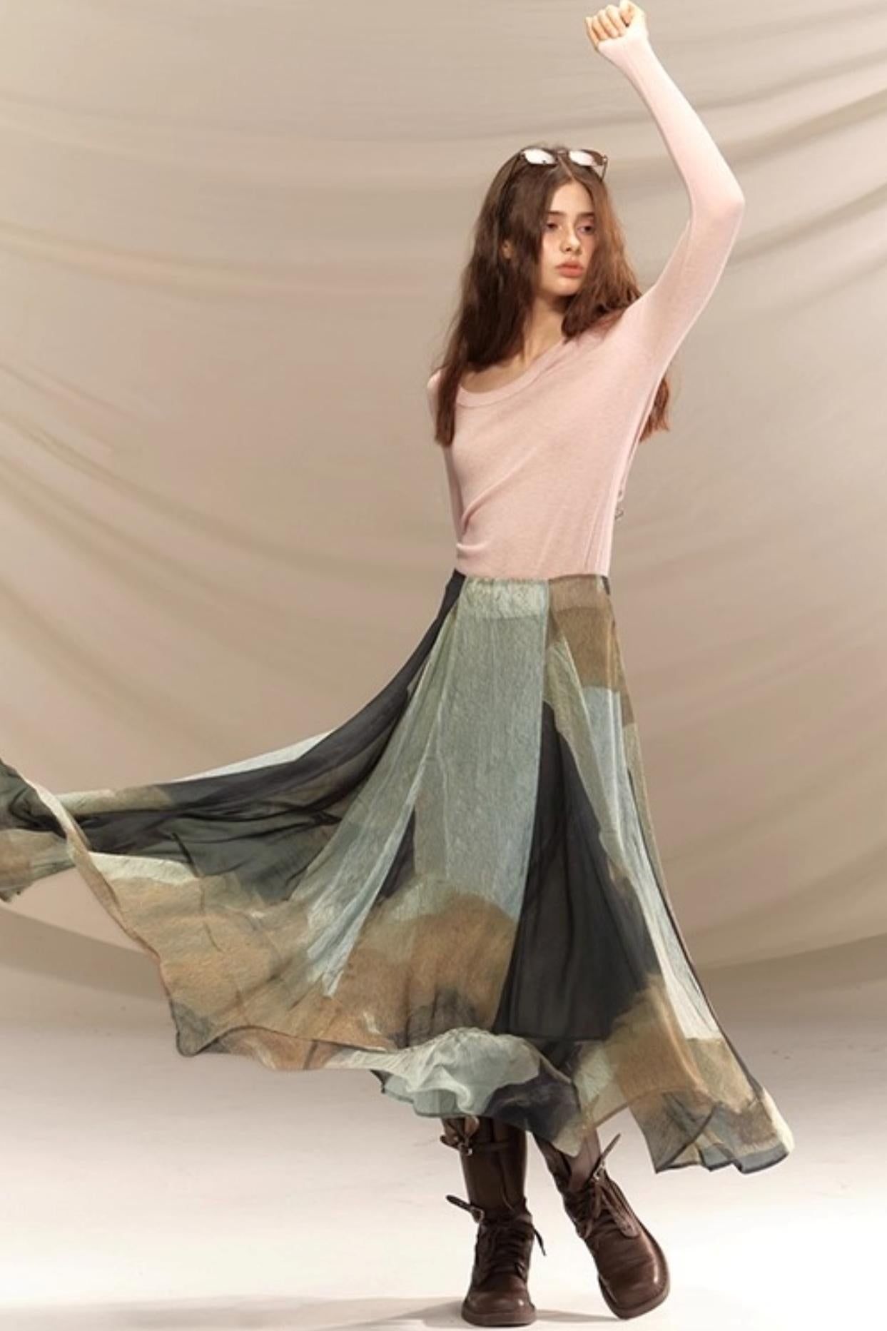 Amber Georgette Patchwork Skirt