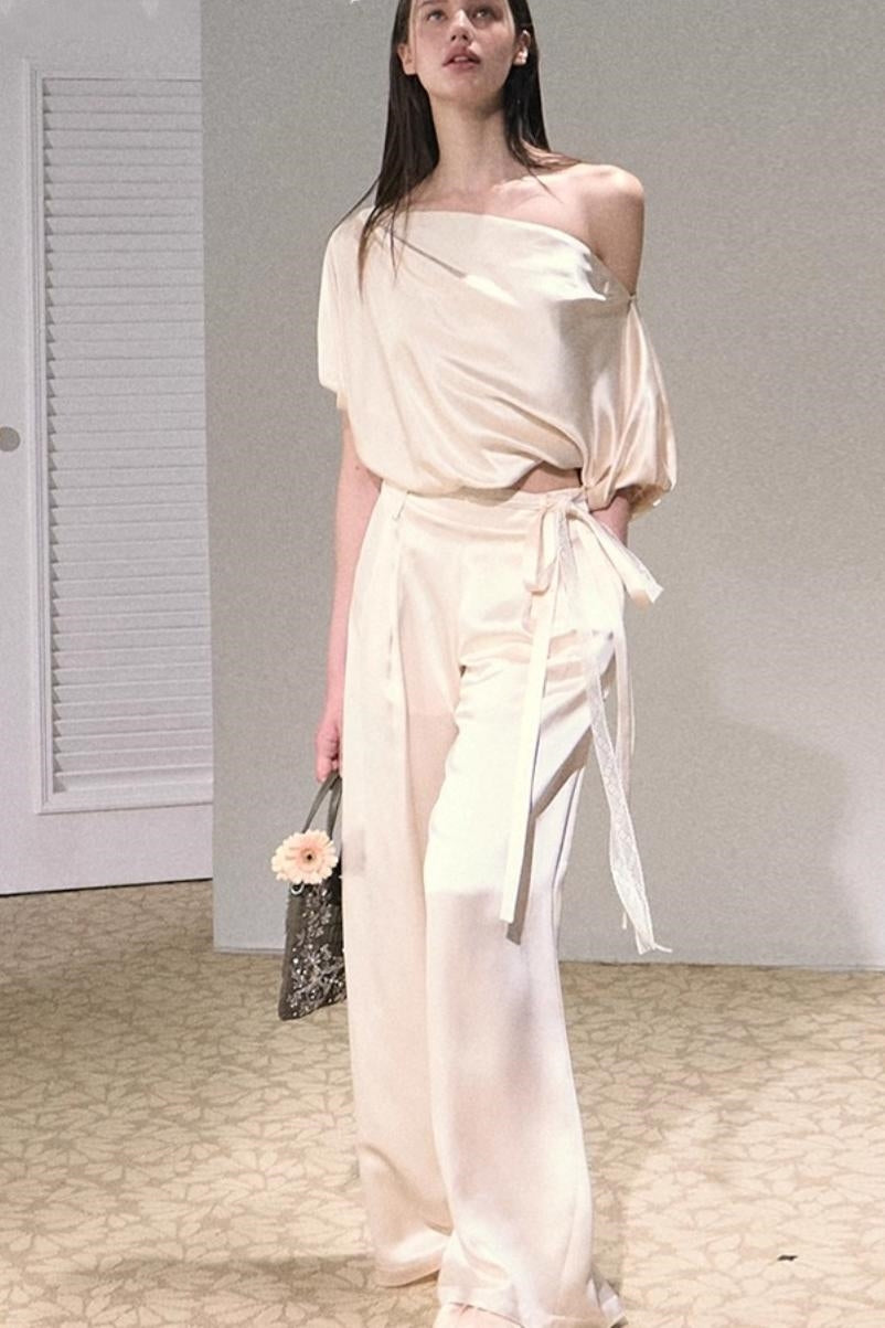 Acetate Flower Bud Top & Pants Set-Up