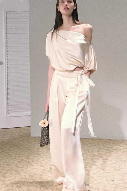 Acetate Flower Bud Top & Pants Set-Up