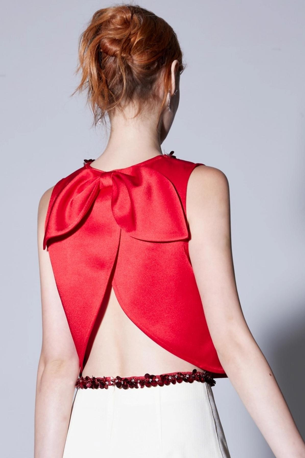 Red Satin Bow Top