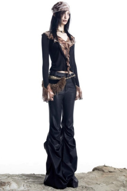 Lyocell Ruffled V-neck Pullover Top