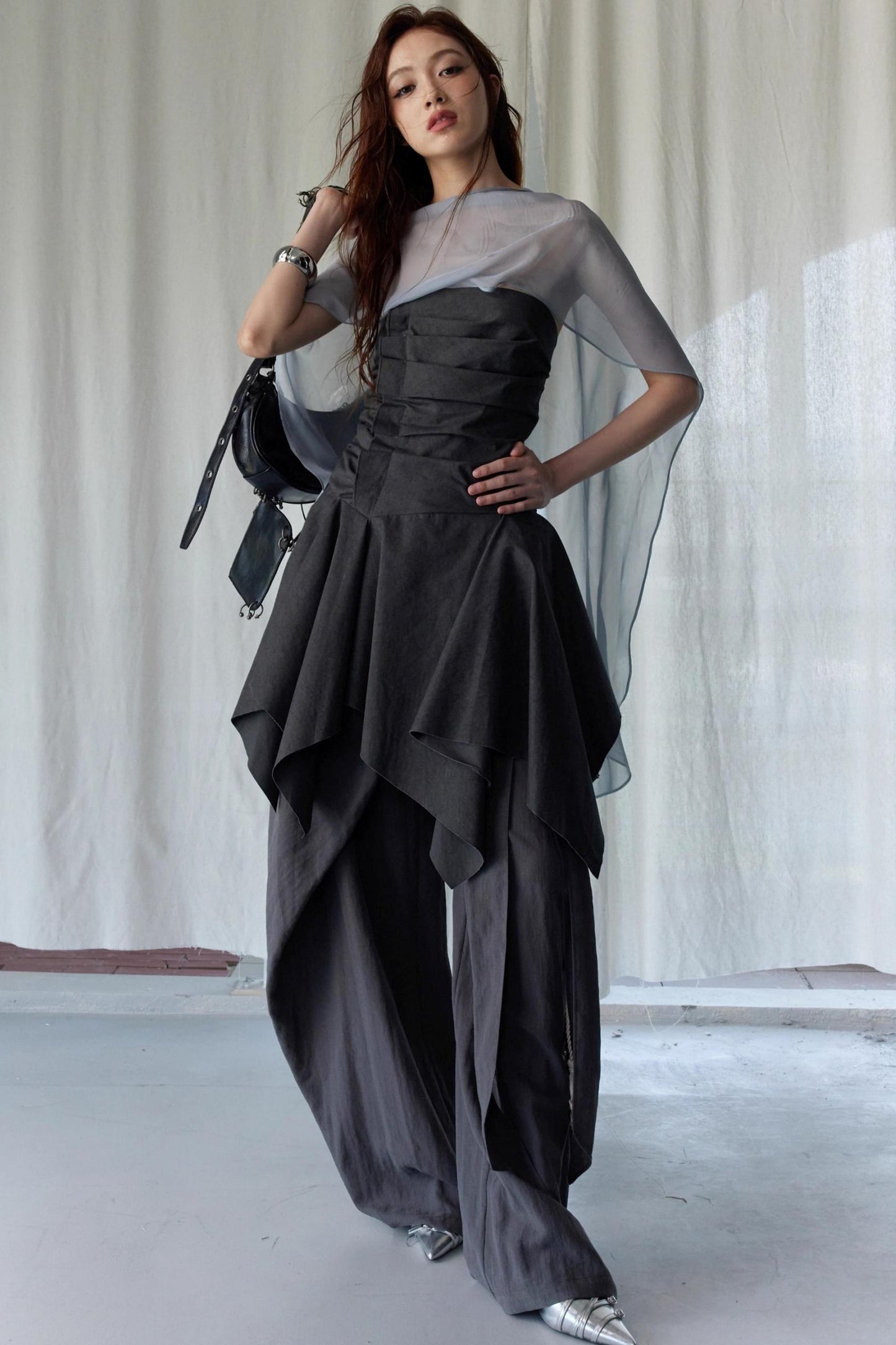 Lace Pleated Wide Leg Pants