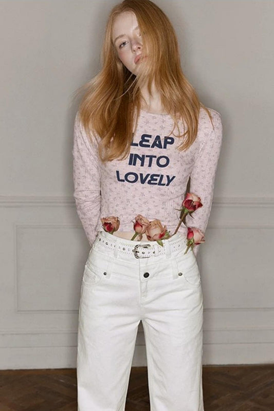 Pink Floral Slim-Fit Sweater