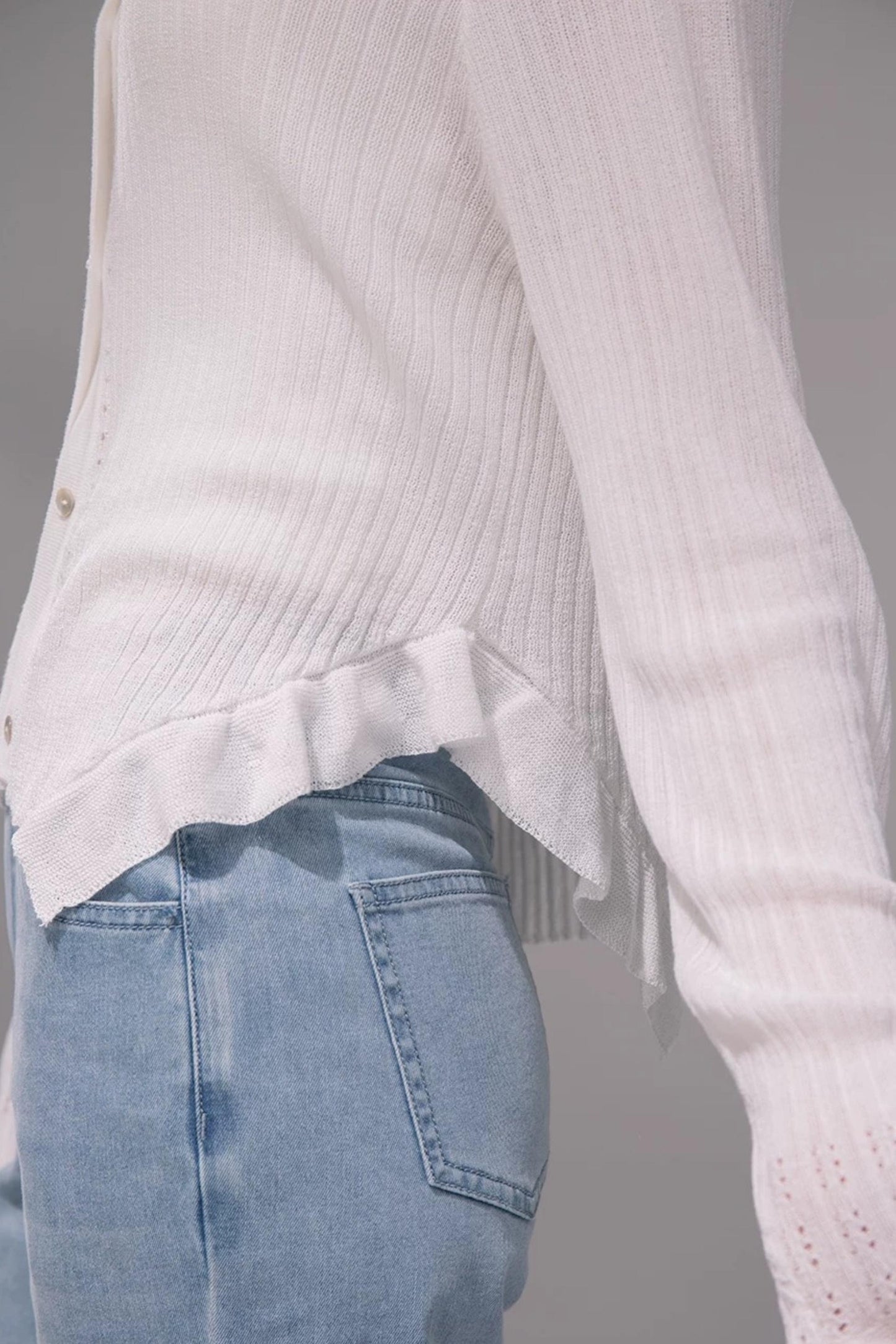 Cloud White Knit Cardigan Top