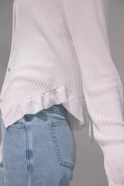 Cloud White Knit Cardigan Top