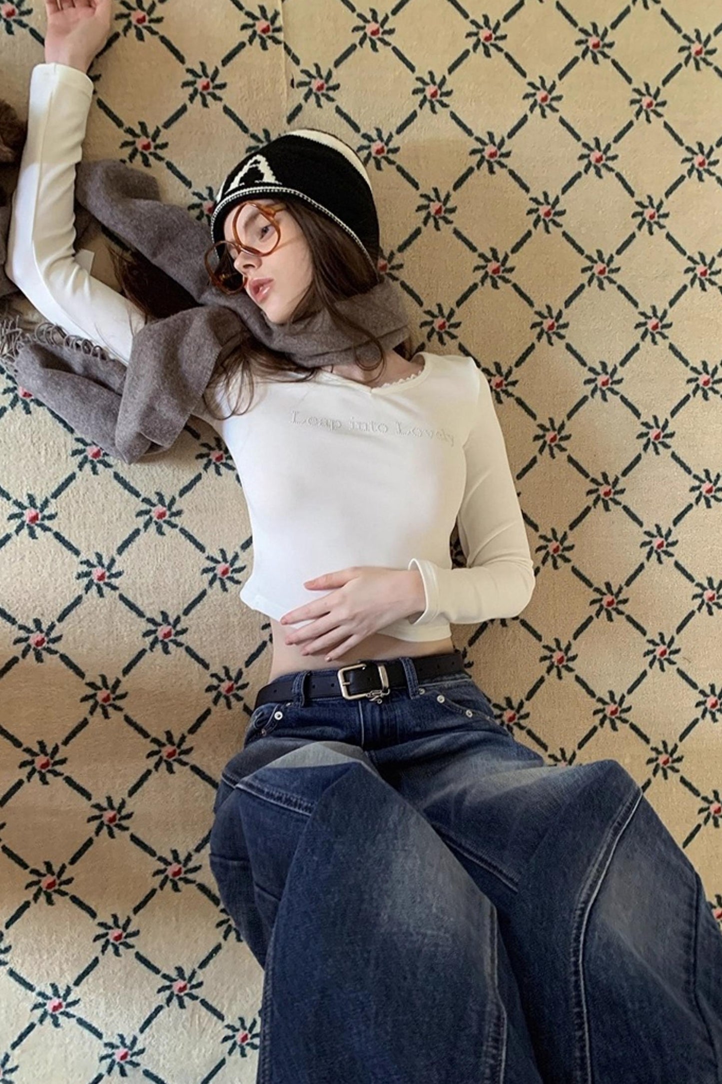 Pearl Rhinestone Wool Top