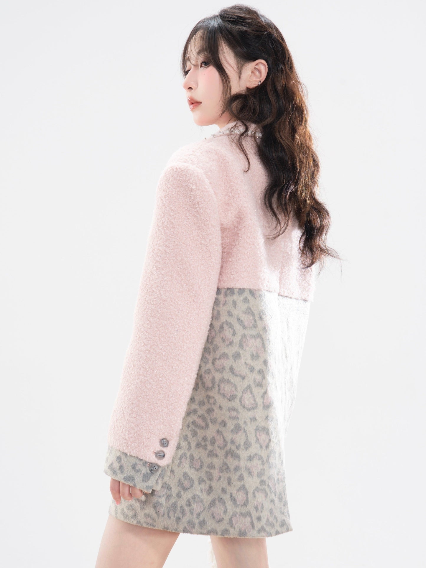 Wool tweed pink blazer Coat