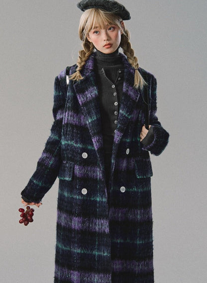 Violet Long Cropped Wool Coat Jacket