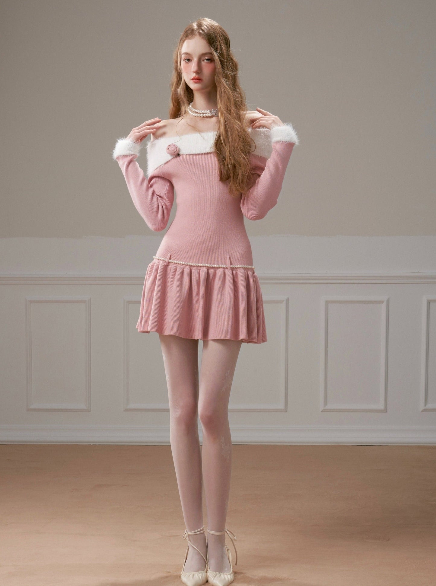 Ballet sweet mink knit dress