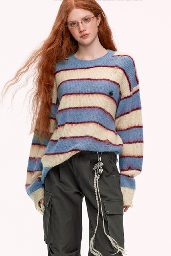 Retro Striped Oversized Sweater