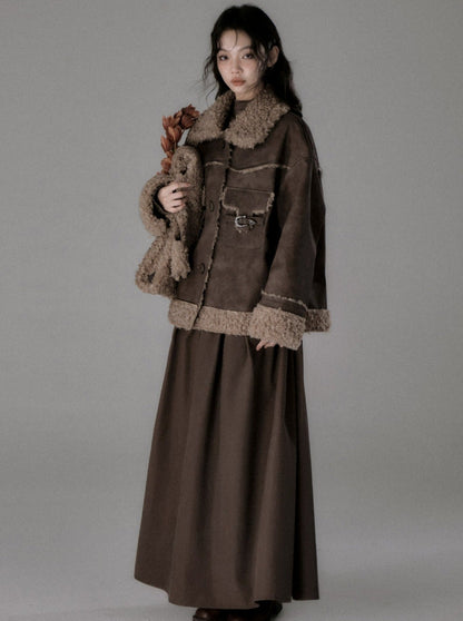 Loose Brown Plush Fur Jacket