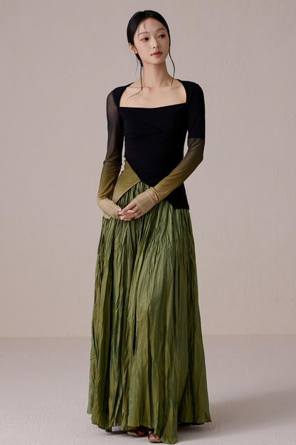 Color-Block Gradient Long Sleeve Tee