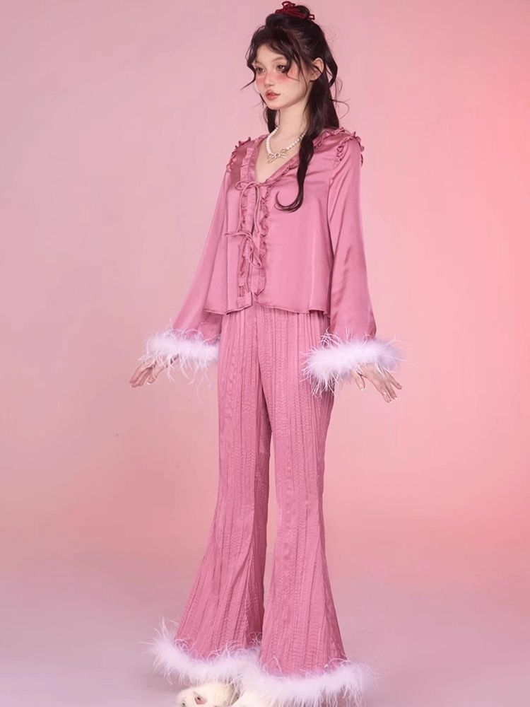 Satin Pajamas Homewear Set Pants