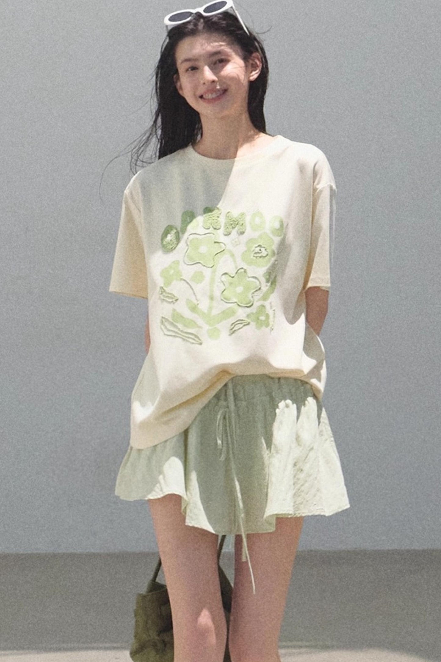 Embroidered Lyocell Puffy A-Line Skirt