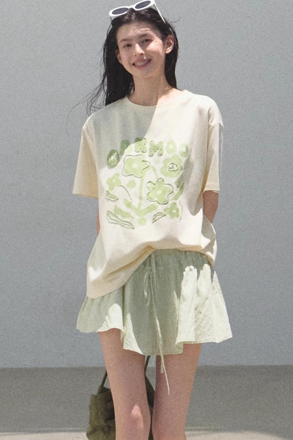 Embroidered Lyocell Puffy A-Line Skirt