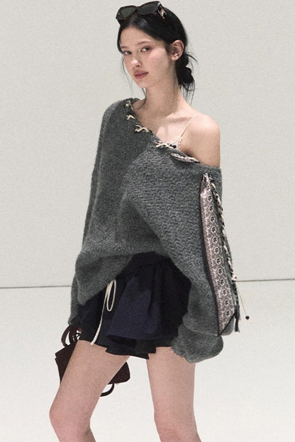 Plaid Color-Blocked Puffy Skirt