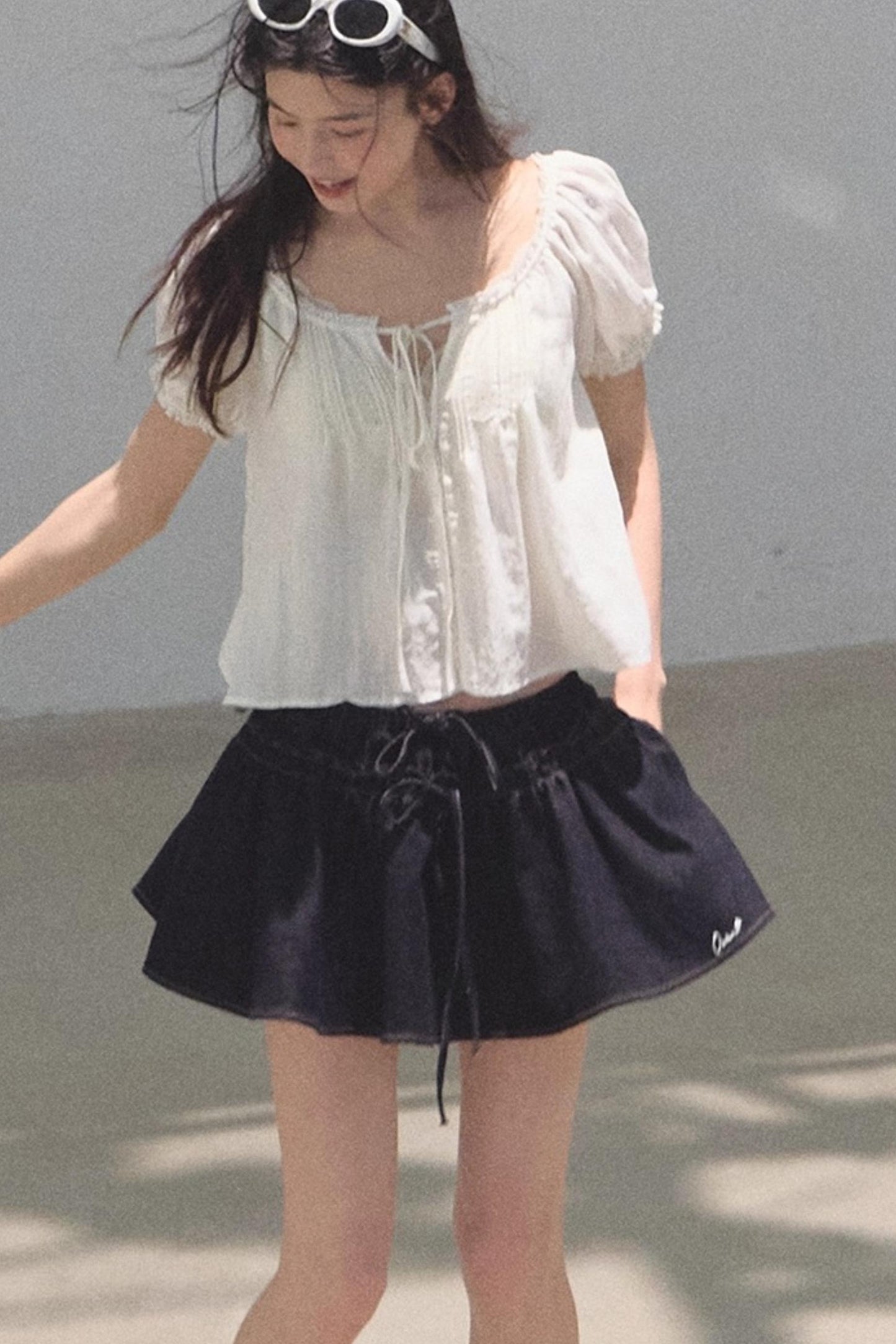 Embroidered Lyocell Puffy A-Line Skirt