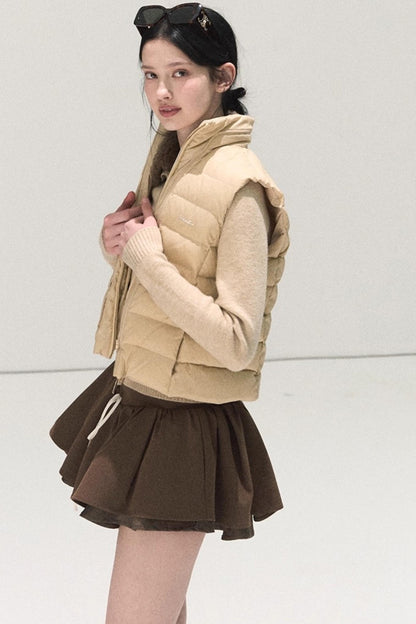 Plaid Color-Blocked Puffy Skirt