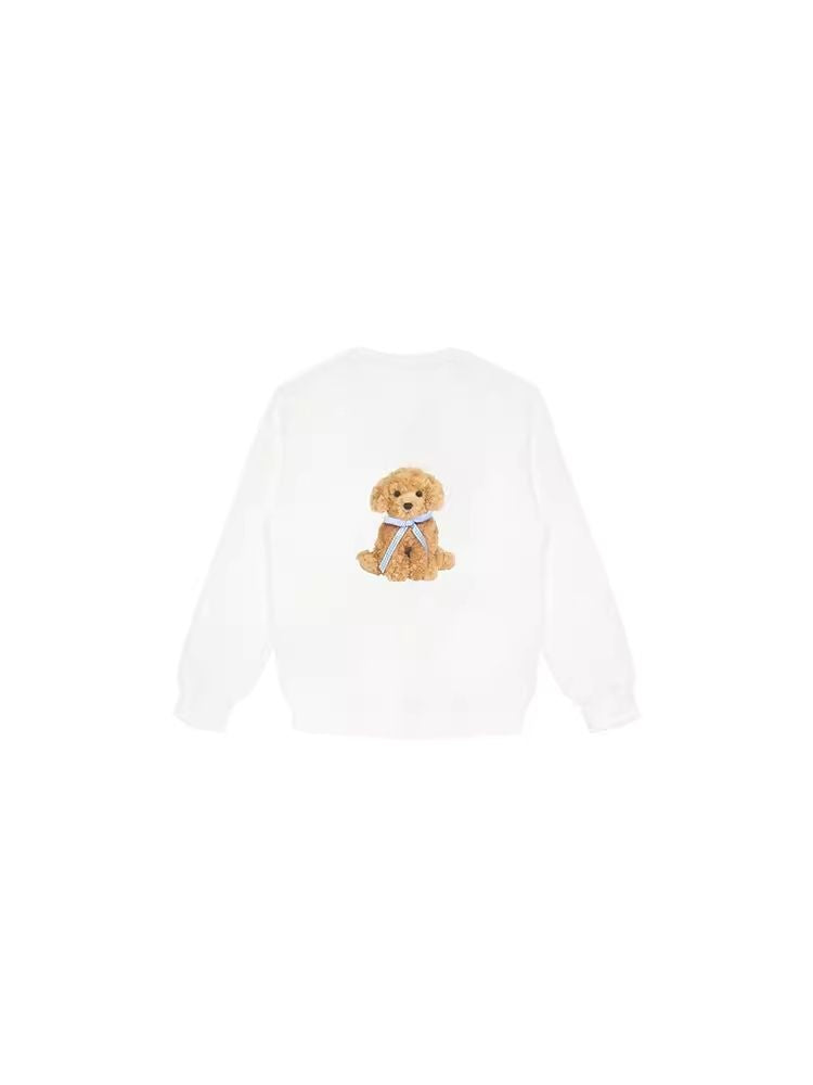 Loose Puppy White Sweatshirt