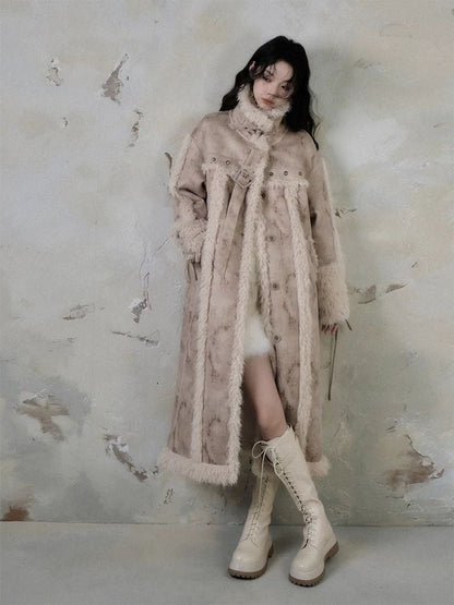 Lamb fur long coat