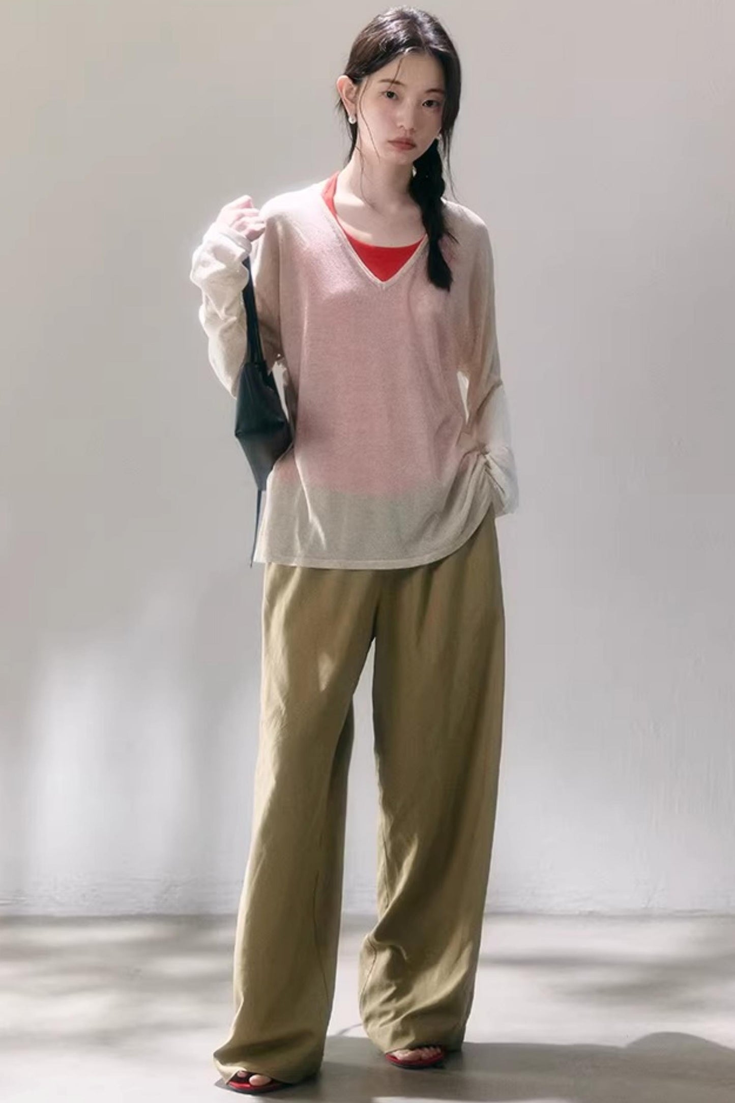 Linen Blend Wide-Leg Pants