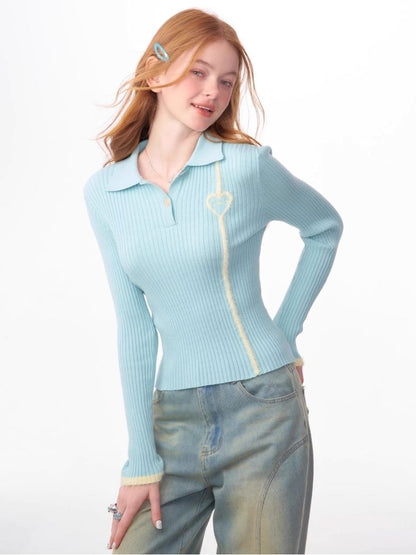 Slim Bottom Polo Neck Knit Sweater