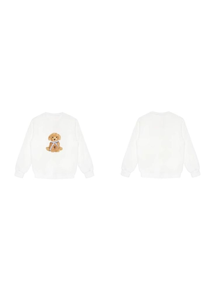 Loose Puppy White Sweatshirt