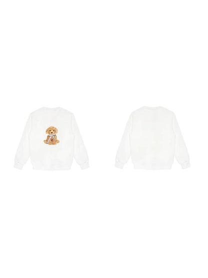 Loose Puppy White Sweatshirt