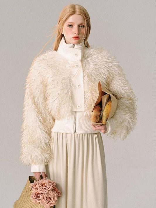 Fur Beach Wool Coat