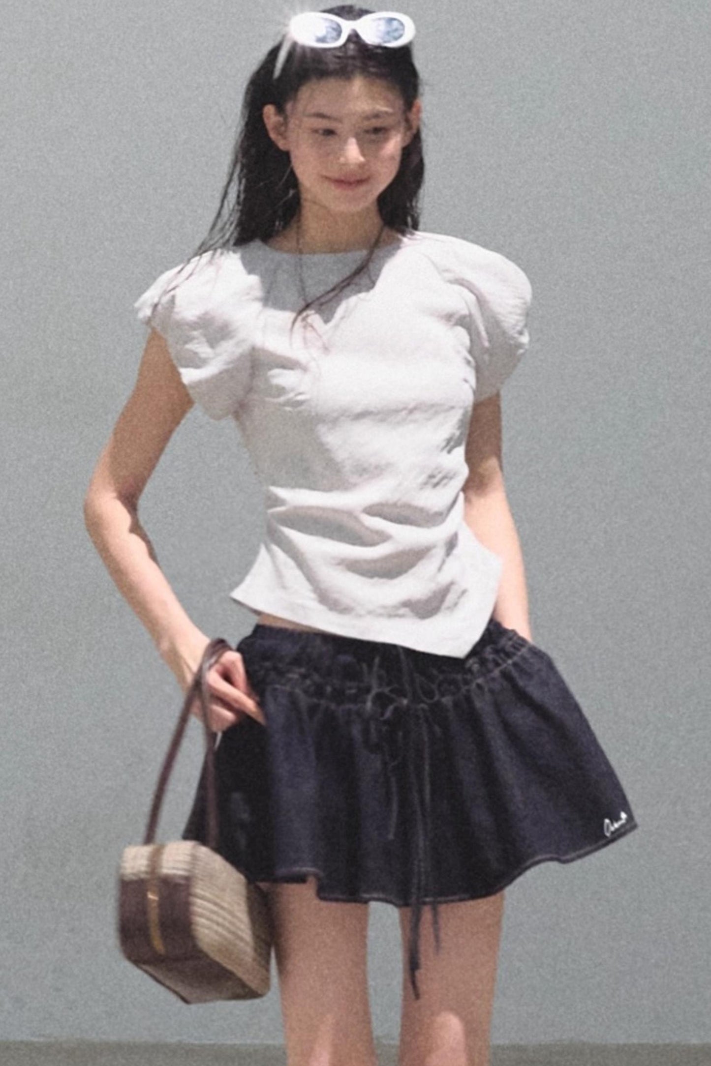 Embroidered Lyocell Puffy A-Line Skirt