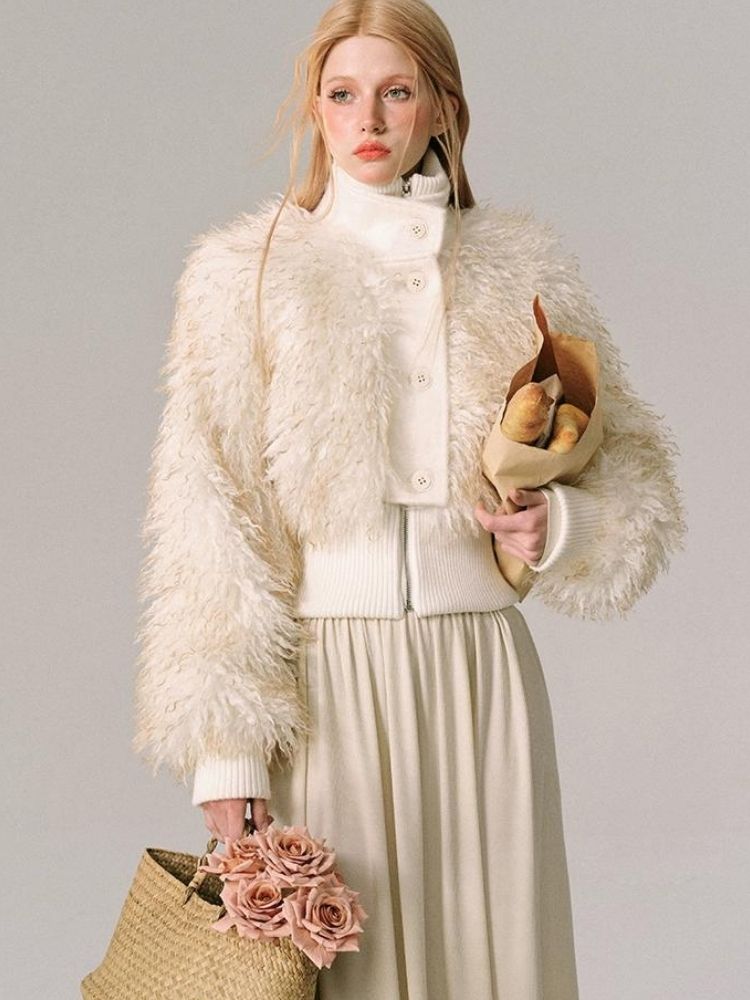 Fur Beach Wool Coat