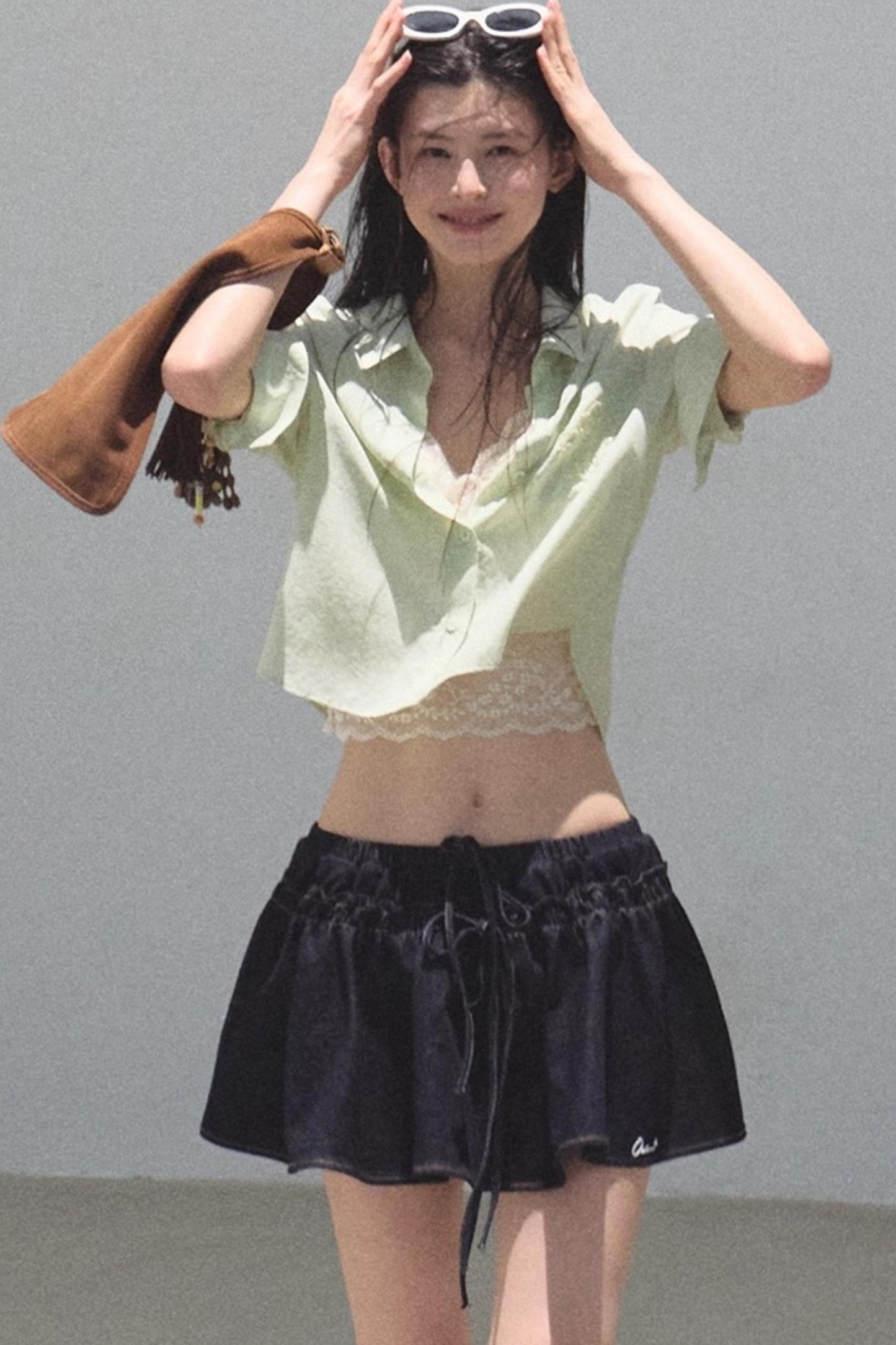 Embroidered Lyocell Puffy A-Line Skirt