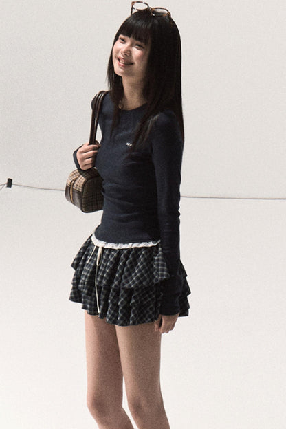 Good Weather Lace Slim Waist Long Sleeve T-Shirt