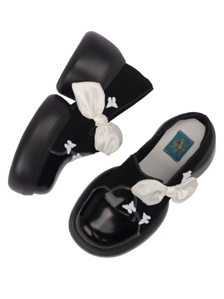 Side Ribbon Butterfly Platform Loafers