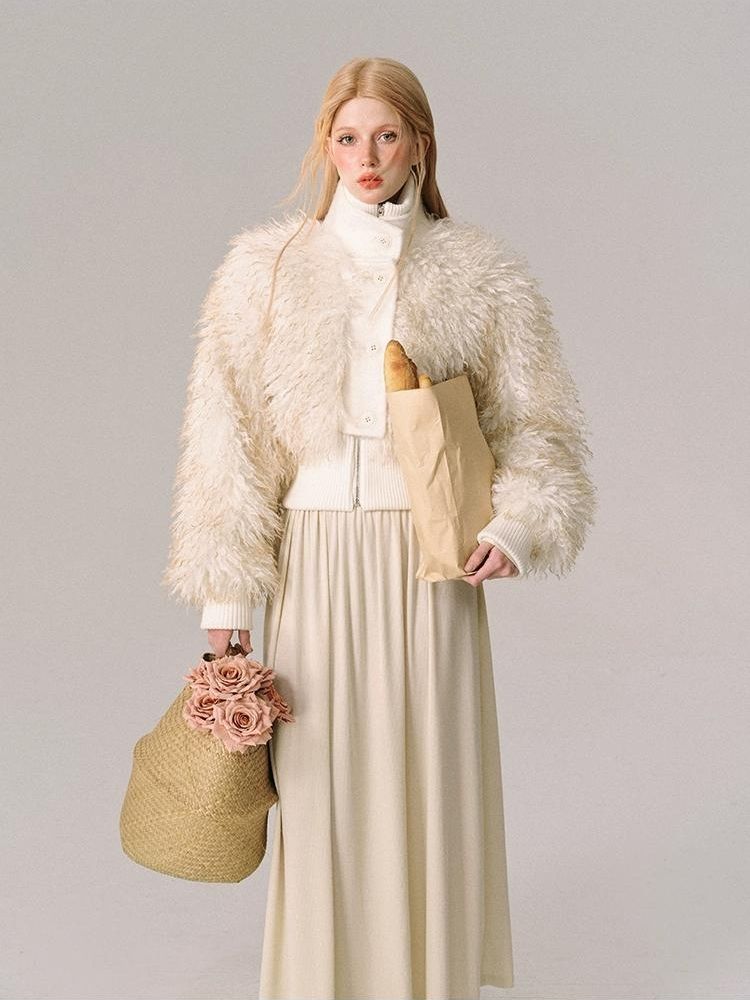 Fur Beach Wool Coat