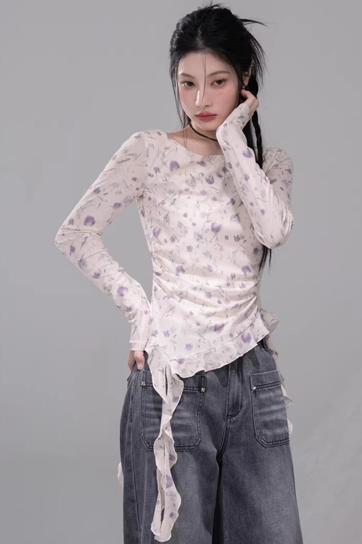 Fluttering Spring Mesh Blouse