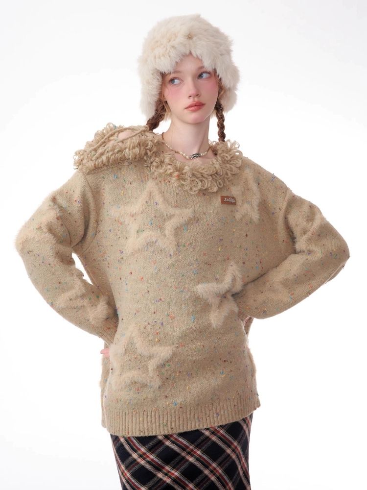 Wool stars strapless thick sweater