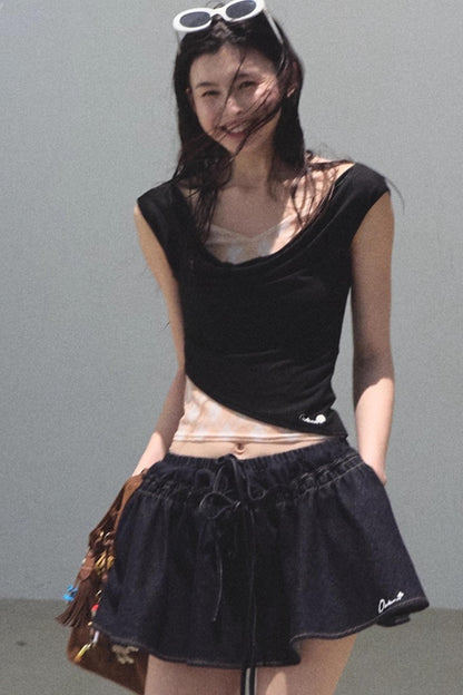 Embroidered Lyocell Puffy A-Line Skirt