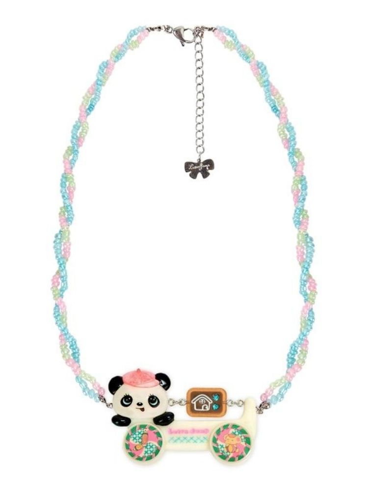 Panda Car Resin Necklace Hair Clip