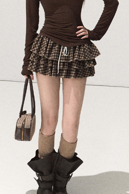 Shrine Plaid Woolen A-Line Skirt