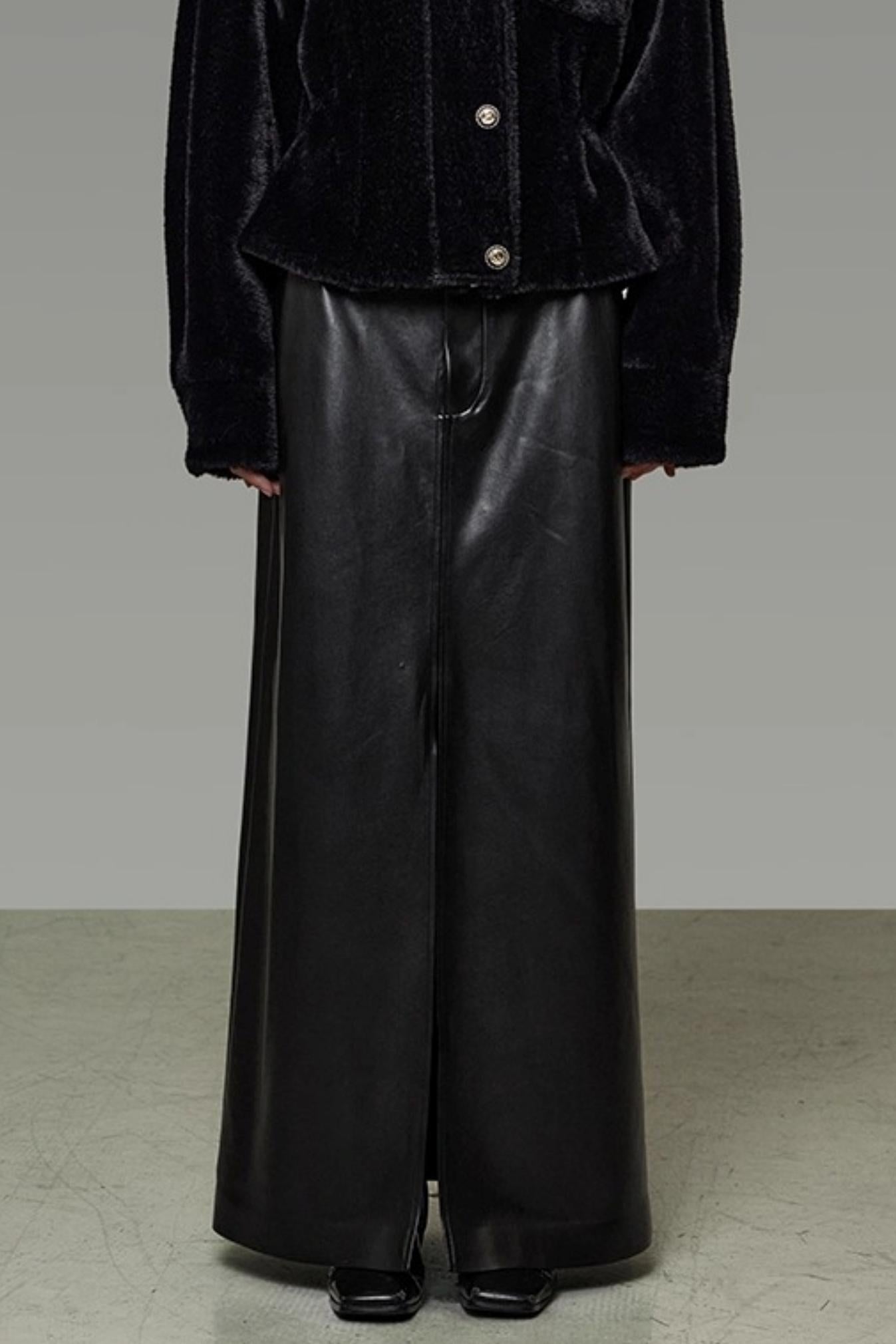 Retro Slimming Leather Skirt