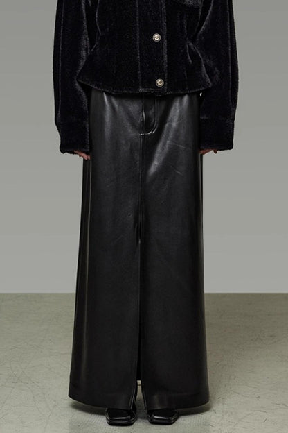 Retro Slimming Leather Skirt