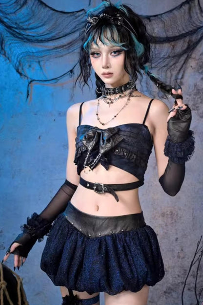 Ruffled Glitter Lace Sleeves