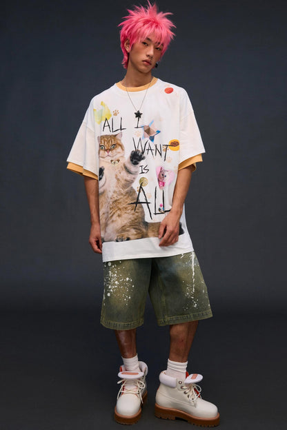 Cat Print T-Shirt