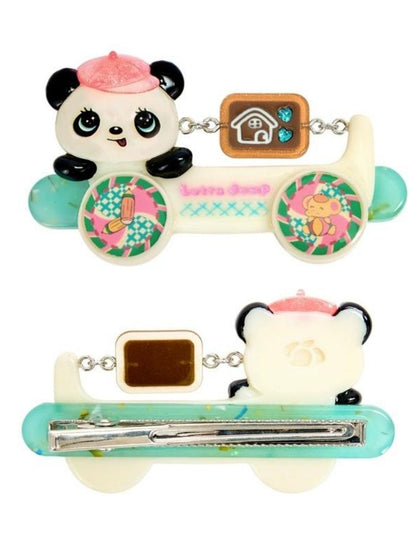 Panda Car Resin Necklace Hair Clip